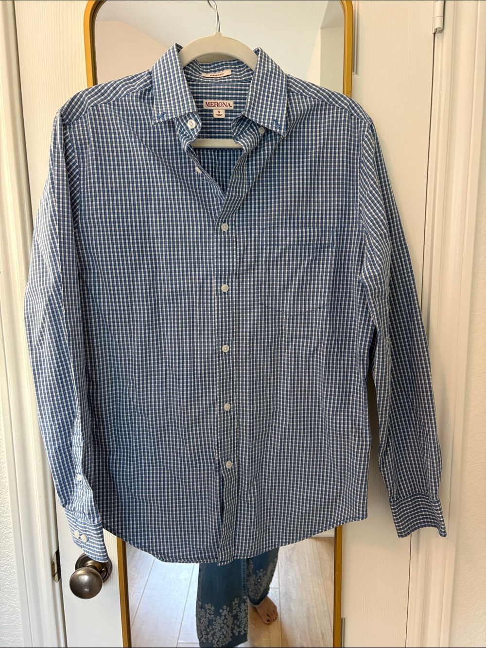Merona Blue & White Check Button-Down Shirt